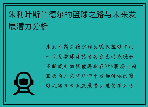 朱利叶斯兰德尔的篮球之路与未来发展潜力分析